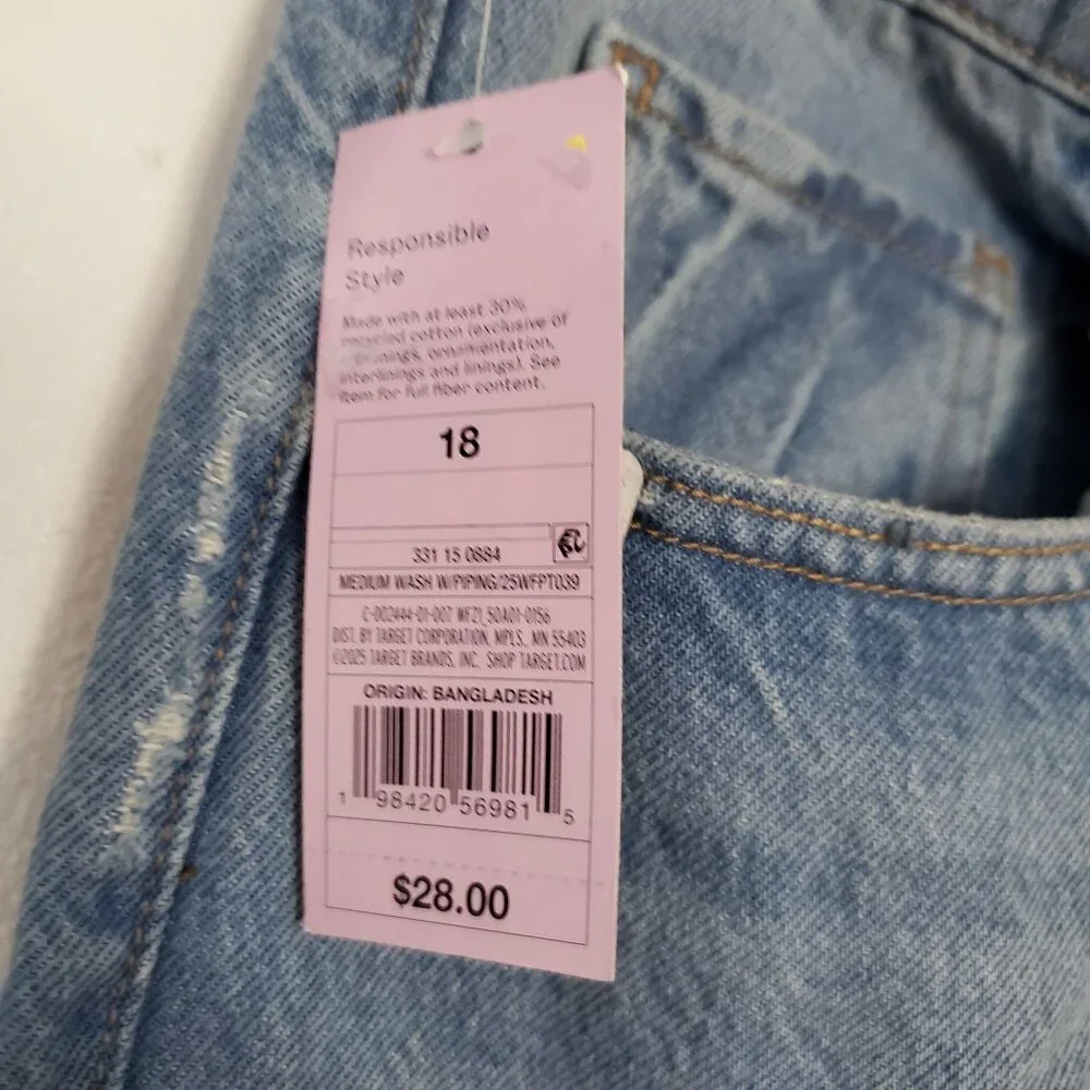 Wild Fable Size 18 Two Toned Blue Mid Rise 90's Relaxed Straight Jeans - Picture 8 of 9